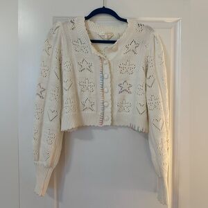 LoveShackFancy Cropped Button up Sweater